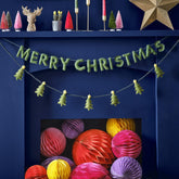 Green Felt Merry Christmas Bunting Banner